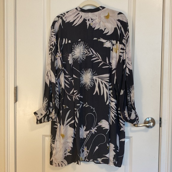 Anna Glover X HM Women's Navy Button Up Floral Shirt Mini Dress Boho - Picture 6 of 8